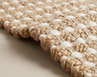 Jute White Weave Rug | Handwoven Natural Decor | Boho Neutral Home Accent