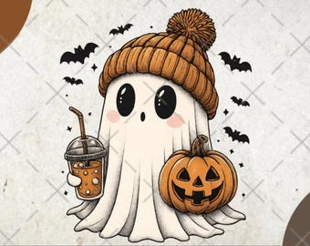 Niedlicher Geist png, Halloween png, Kaffee png, Bougie png, Bougie Geist, Hier für die Boos, Aufkleber png, Tasse png, Trending png, pod, dtf, png