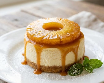 Mini Pineapple Upside-Down Cheesecake Recipe | Creamy Dessert (Digital Download)