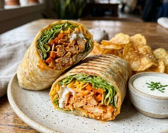 Spicy Buffalo Chicken Wrap Recipe | Easy High Protein Lunch (Digital Download)