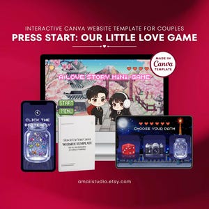 Interaktive Canva Website Vorlage für Paare Memory Spiel Fernbeziehung Digitales Andenken Website