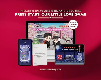 Canva Website Game Template LDR Surprise for Couples Hidden Letters Memory Photos Message Reveal Love Jar Digital Surprise Gift