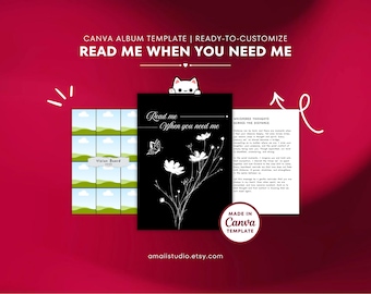 Lesen Sie mich, wenn Sie mich brauchen Album Vorlage Canva Bearbeitbar A4 Schwarz Emotional Memory Buch für Paare Romantische Love Story Album