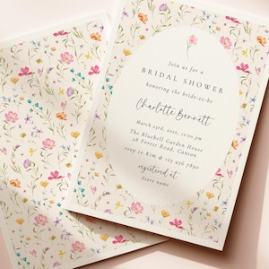 Wildflower Bridal Shower Invitation | Garden Party Bridal Shower Invite | Elegant Floral Bridal Shower | Editable Canva Template