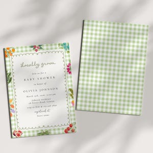 Locally Grown Baby Shower Invitation, Farmers Market Baby Shower Invite, Garden Baby Shower | Fruit and Vegetable, Editable Canva Template image 3