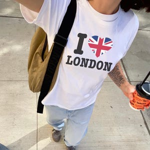I Love London Unisex Heavy Cotton Tee | London City Graphic Tee, Perfect for Travelers, UK Souvenirs, Vacation Apparel, Y2K Vintage Shirt