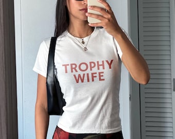 Trophy Wife Baby Tee, Funny Honeymoon Cropped T-Shirt, Future Mrs Shirt for Bride To Be, New Wife Gift, Bridal Shower Gift for Bride