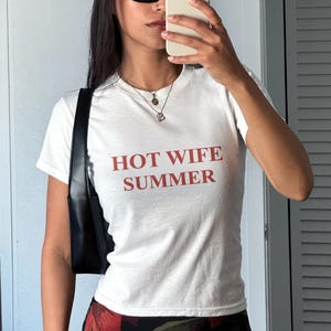 Hot Wife Summer Baby Tee, Newlywed Shirt, Bride Honeymoon Outfit, Bachelorette Party Crop Top, Engagement Top, Gift for Her