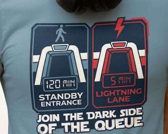 Star Wars Shirt, Dark Side Queue Parody, Theme Park Graphic Tee, Unisex Cotton Gift