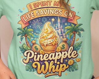 Theme Park Tee, White Cotton Snack Graphic Top for Vacation Days