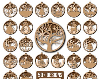 3D Layered Christmas Ornament SVG Bundle, Christmas Ornaments Svg, Laser Cut Files Glowforge Svg, Winter Ornament Svg Bundle, Christmas Svg