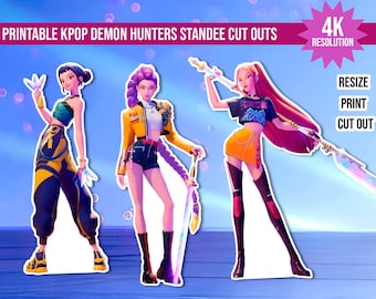 Printable Kpop Demon Hunter Standee Cut Outs, Prop Huntrix DIY Party Decor, Paper Standee, Birthday Decor, Cosplay & Fan Gift