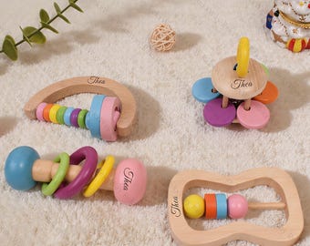 パーソナライズされた木製楽器セット、4ピースのベビー楽器、カスタム木製楽器キット、音楽玩具、カスタム誕生日ギフト