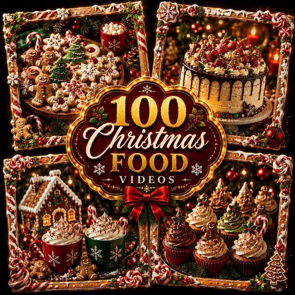 100 Weihnachts Food Videos | Festive Holiday Reels Pack (Digitaler Download)