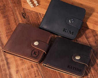 Personalized Leather Wallet for Men, best Bifold Wallet, Crazy Horse Leather Slim Wallet, Engraved Wallet, Gift for Him Husband Dad
