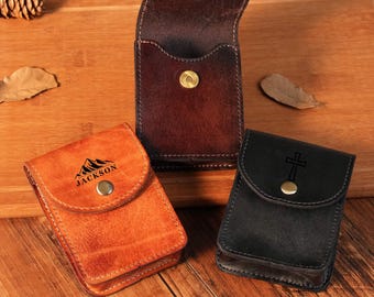 EDC Leather Pouch with Belt Clip – Genuine Leather Utility Case for Cigarettes, Cards, Keys, or AirPods – Magnetic Snap – Everyday Carry