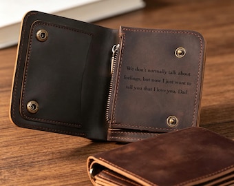 Personalized Engraved Leather Bifold Wallet for Men – Custom Card Holder Gift