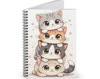 Cahier à spirales chat - Lignes lignées