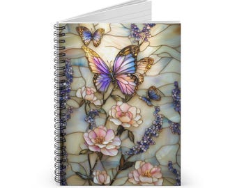 Cahier à spirales papillon en vitrail - Ligne lignée