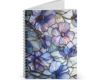 Cahier à spirales floral en vitrail - Ligne lignée
