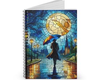 Vitrail promenade nocturne Cahier à spirales - Ligne lignée