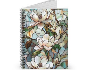 Cahier à spirales floral en vitrail - Ligne lignée