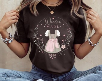Florales Oktoberfest Tshirt, Dirndl Shirt, Wiesn Madl Trachten T-Shirt, Biergarten Festzelt Outfit, Bayern Volksfest Shirt, Wiesn Geschenk