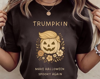Floral Trumpkin Shirt, Make Halloween Spooky Again, Retro Pumpkin Trump Tee, Funny Political Halloween Tshirt, Vintage President Trump Merch