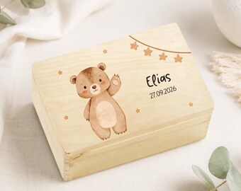 Personalisierte Baby Holzkiste, Erinnerungsbox Baby, Geschenk zur Geburt, Baby Erinnerungskiste mit Name, Holzkiste zur Geburt, Taufgeschenk