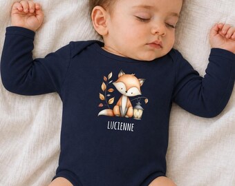 Personalisierter Halloween Babybody, Waldtier Body mit Name, Baby Herbst Outfit, Erstes Halloween Baby Geschenk, Herbst Baby Bodysuit Tier