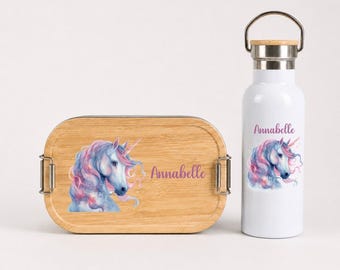 Personalisierte Brotdose Pferd mit Namen, Brotdose Einhorn Name, Kinder Brotdose Edelstahl, Geschenk Einschulung, Einhorn Schulkind Geschenk