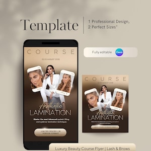 Bearbeitbarer Canva-Flyer für Wimpernschulungen – Elegante Vorlage zur Bewerbung von Luxuskursen