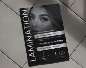 Beauty Certificate of Completion | Luxury Aesthetic | CanvaTemplate | Printable Graduation lash educator