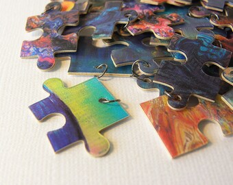 Lenticular (3D) puzzle piece with jump ring
