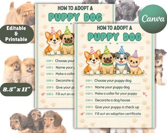 Bewerkbare flyer voor puppy-adoptie, sjabloon voor hondenopvang (Canva)