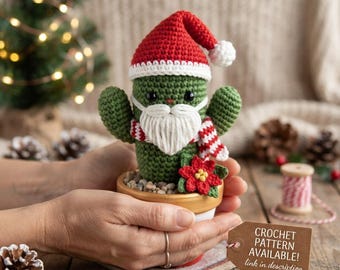 Haakpatroon voor een kerstmancactus (amigurumi) (PDF-download)