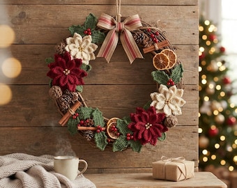 Haakpatroon voor een poinsettia (PDF), kerstbloemapplicatie, feestversiering (digitale download)