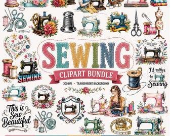 Sewing PNG Bundle, Sewing Clipart Bundle, Sewing Lover PNG, Seamstress Design, Sewing Machine PNG