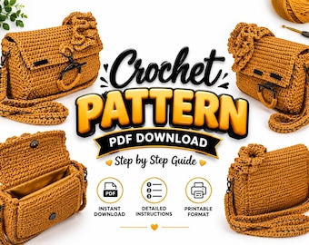 Haakpatroon voor een crossbodytas (PDF), handleiding voor een tas met ruches (gemiddeld niveau)