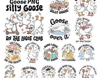 Funny Goose SVG PNG Bundle, Snarky Goose Retro Humor svg, Sassy Animal Silly Goose png, Funny Animal Meme Aesthetic svg, Trendy Sublimation