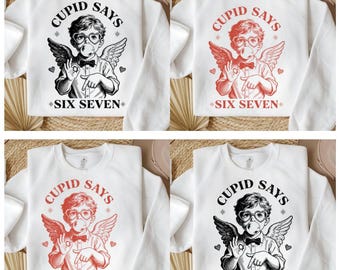 Cupid Says Six Seven PNG, Funny Valentine PNG, Trendy Meme PNG, Digital Download, Sublimation Design, T-Shirt Print,