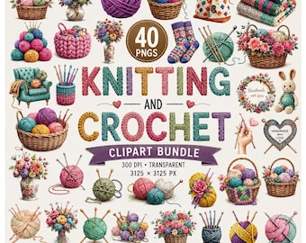 Knitting and Crochet PNG Bundle | Crochet Lover PNG Files | Knitter Digital Download | Crafting Sublimation Designs | T-Shirt Mug Print PNG