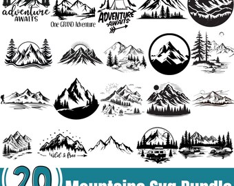 Berglandschap png-bundel, natuurclipart (digitale download)
