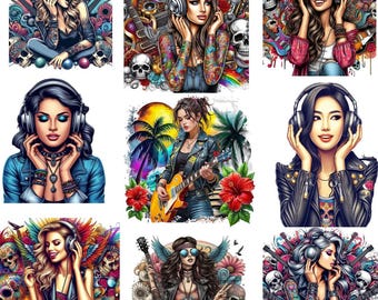 Graffiti Music Girl PNG, Urban Street Art Clipart, Hip Hop Singer Illustration (Digital Download)