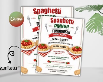 Spaghetti Dinner Fundraiser Flyer | Editable Canva Template
