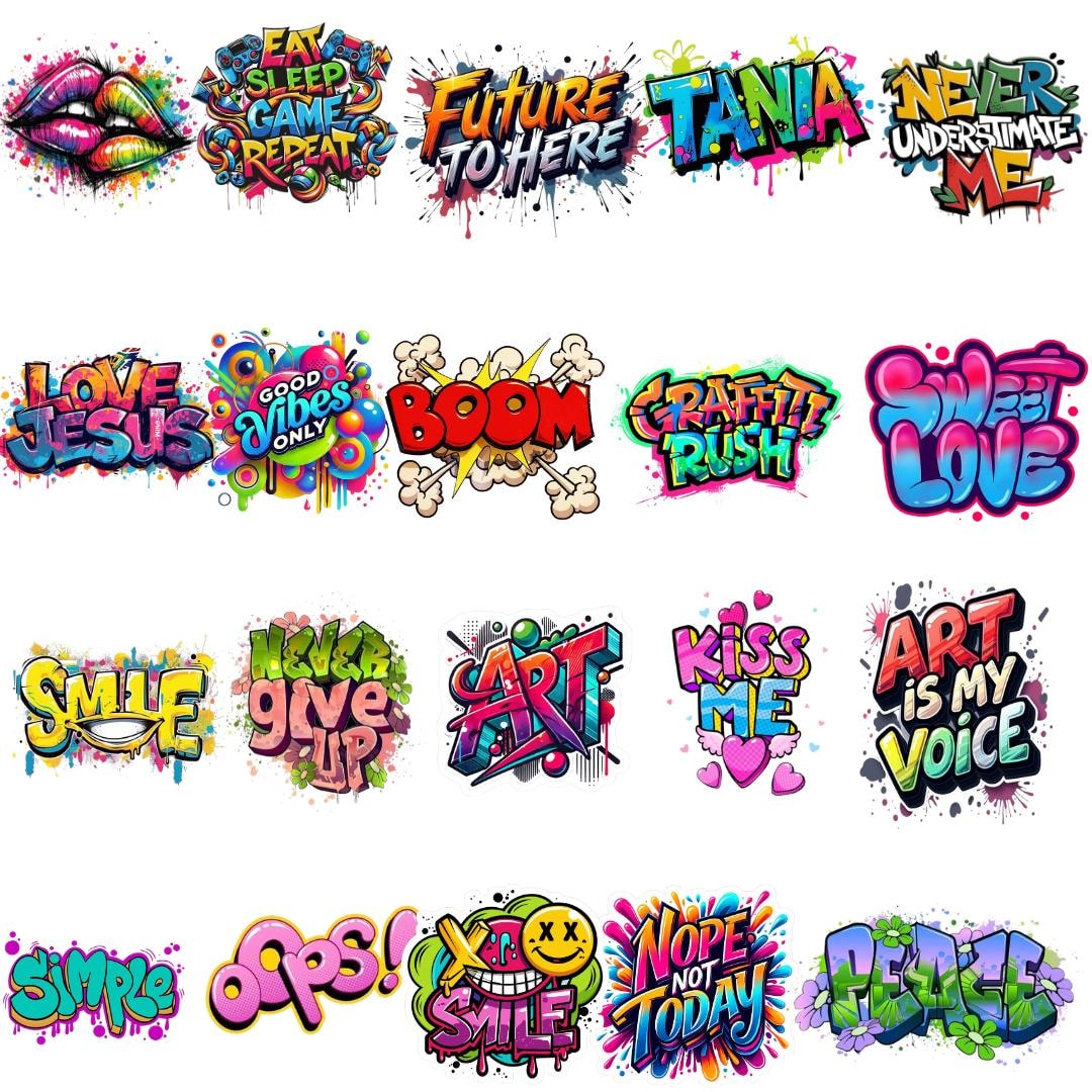 Graffiti PNG Bundle, Street Art Graphics, Motivational Quotes (digital ...
