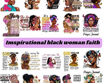 Inspirational Black Woman Faith PNG Clipart Bundle | Afrocentric Queen Sublimation (Digital Download)