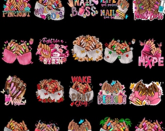 Floral Nail Art PNG, Spring Flower Design, Press On Nail Wrap (Digital Download)