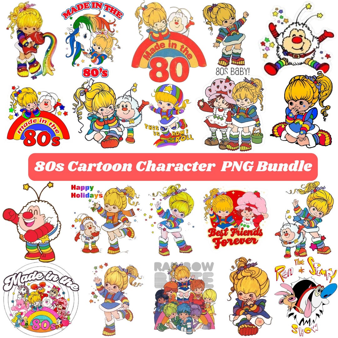 80s Cartoon Character PNG Bundle | Retro Clipart Digital Download ...