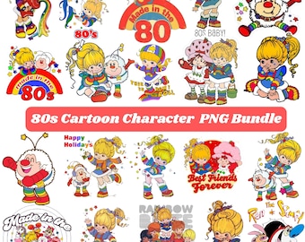 80s Cartoon Character PNG Bundle | Retro Clipart Digital Download | Sublimation Design Commercial Use